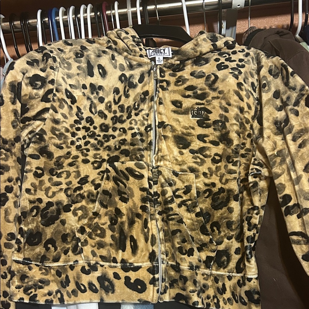 Juicy Couture Tan Leopard Cropped Hoodie